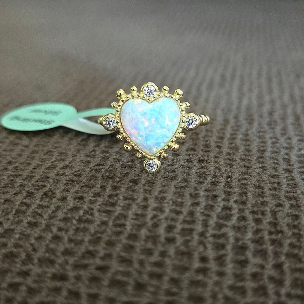 Cote d'Argent Lab Created White Fire🔥 Opal Heart Ring💍 - NWT - Picture 14 of 15